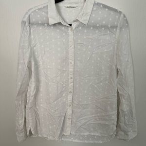 White Sheer Embroidered Button Up Top or Coverup